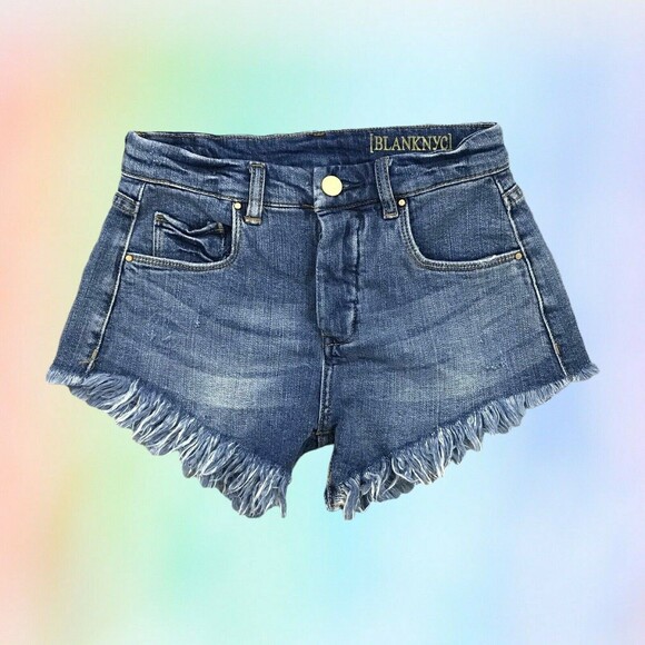 blank‎ nyc Short Jeans  24 in Jizzneyland Fray Hem mini festival streetwear - Picture 2 of 7